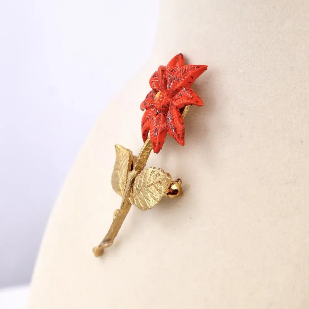 Vintage Miraculous Medal Virgin Mary Flower Brooch‎ Pin Catholic Religious 3